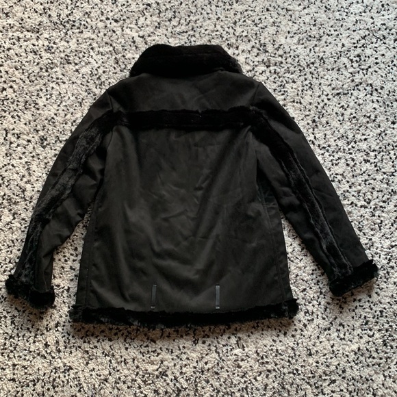 Beach Riot Jacket Black Faux Fur Lined Diagonal Zip BR1468 Women's Size Large - Picture 14 of 14